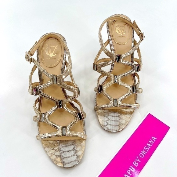 CV Signature Vogue Metallic Snake-Print Sandal size 9 M - Picture 5 of 11